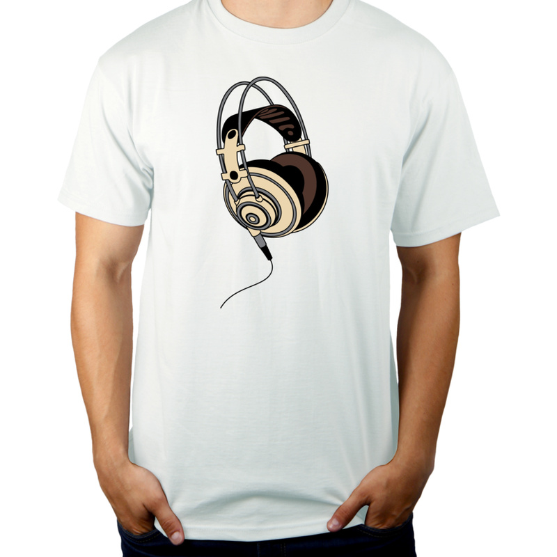 Słuchawki - Męska Koszulka Biała