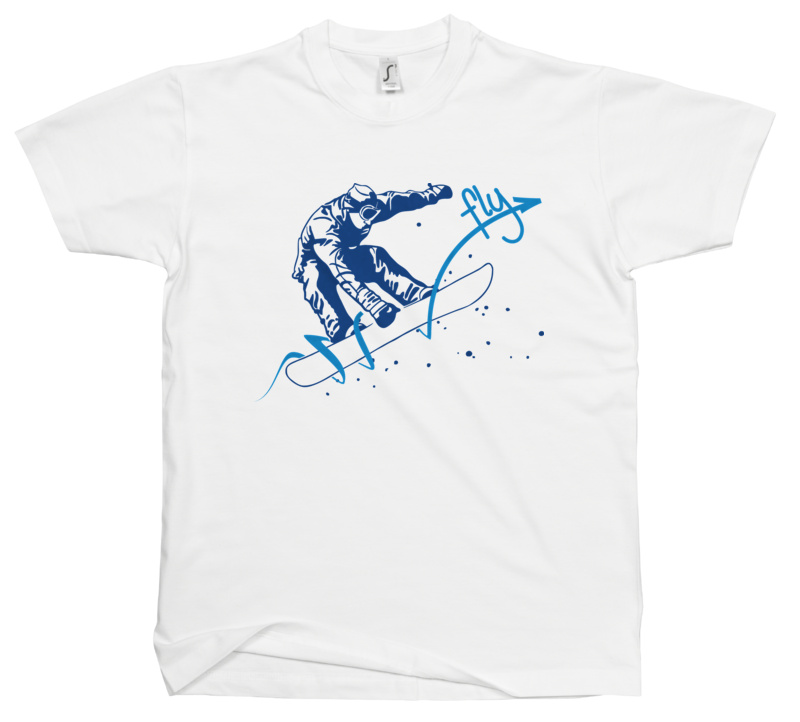 Snowboard Fly - Męska Koszulka Biała