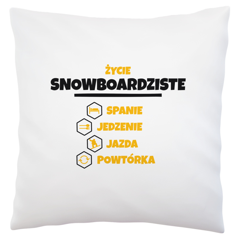 Snowboardzista - Spanie Jedzenie - Poduszka Biała