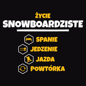Snowboardzista - Spanie Jedzenie - Męska Koszulka Czarna