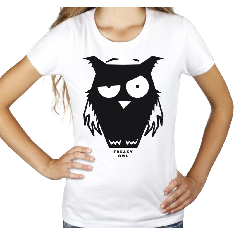 Sowa Freaky Owl - Damska Koszulka Biała