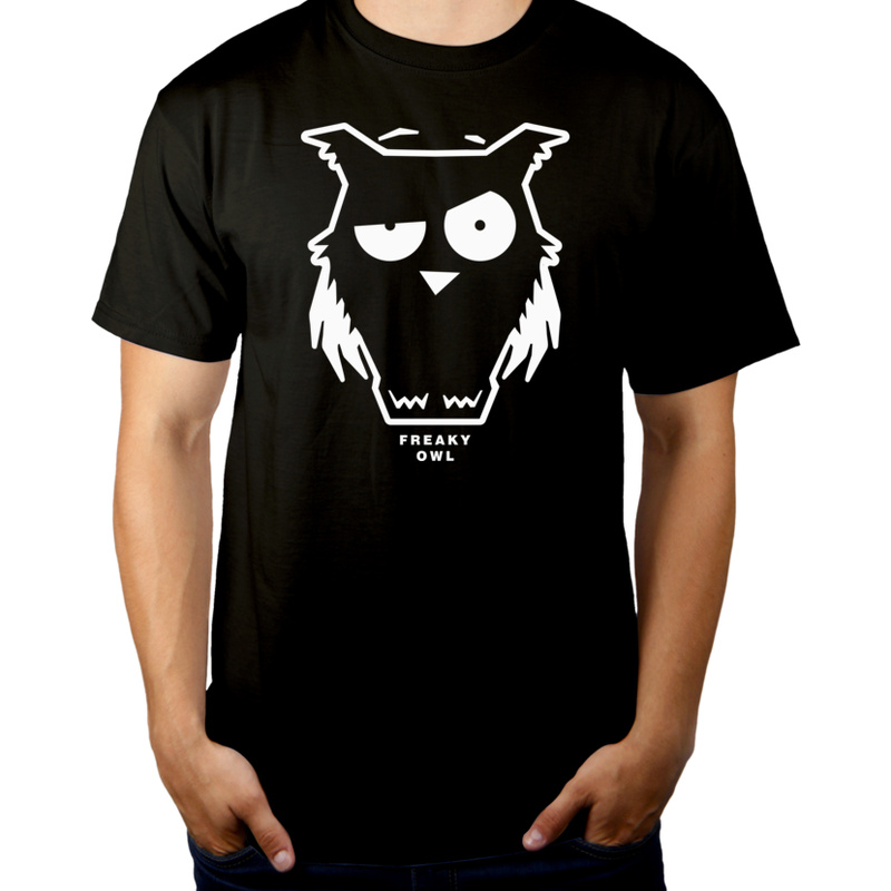 Sowa Freaky Owl - Męska Koszulka Czarna