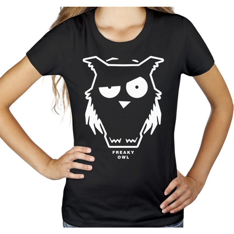 Sowa Freaky Owl - Damska Koszulka Czarna