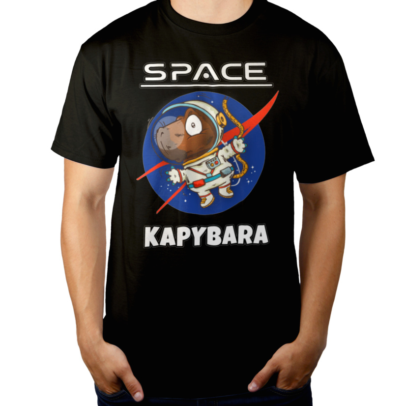 Space Kapybara Kapibara - Męska Koszulka Czarna