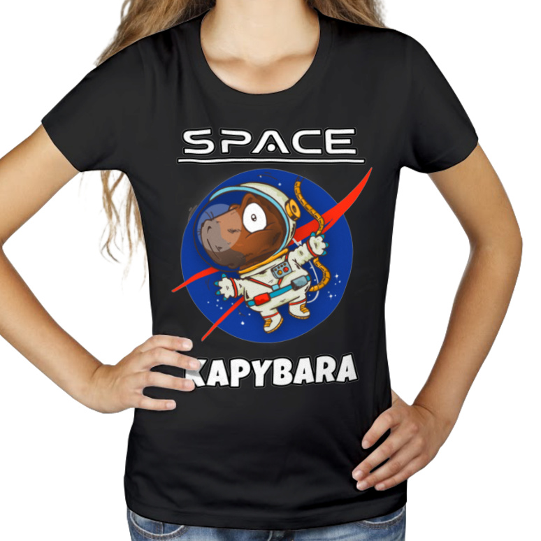 Space Kapybara Kapibara - Damska Koszulka Czarna