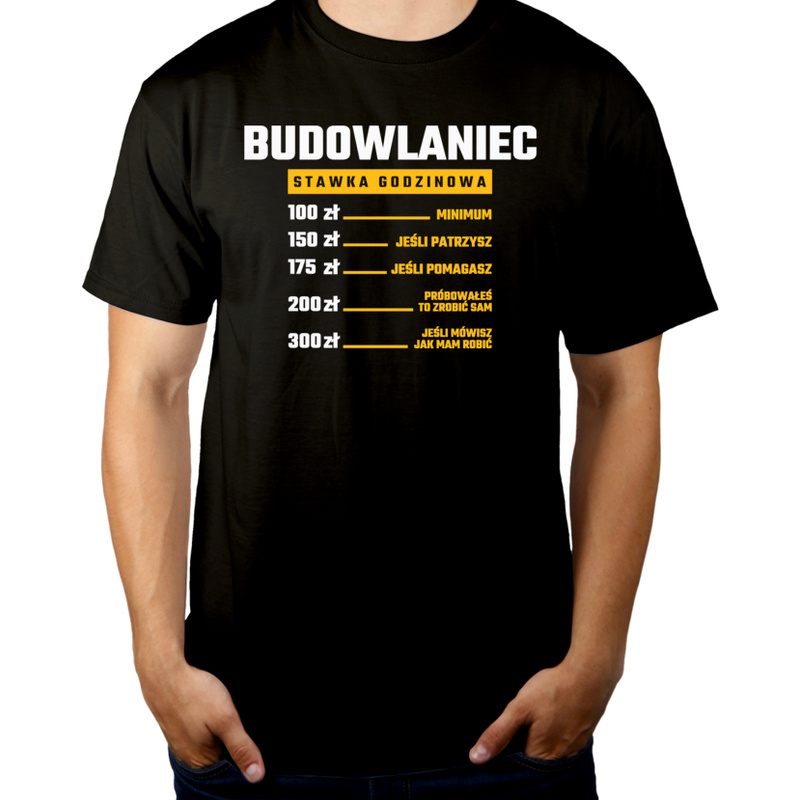 Stawka Godzinowa Budowlaniec - Męska Koszulka Czarna