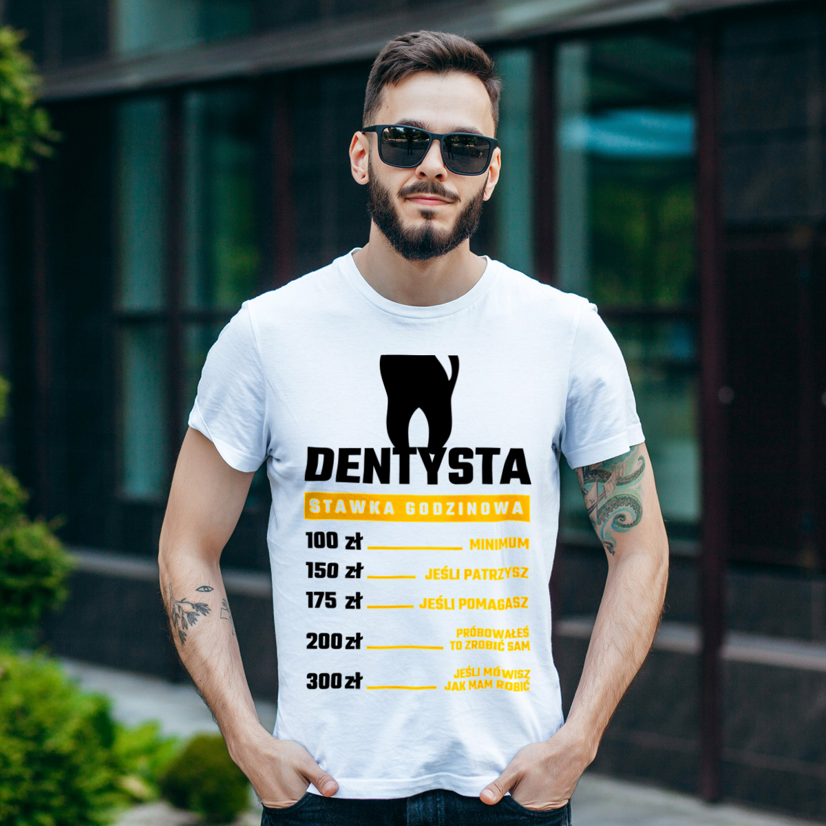 Stawka Godzinowa Dentysta - Męska Koszulka Biała