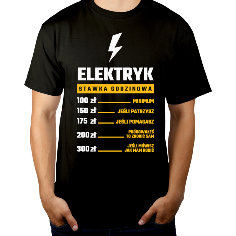 Stawka Godzinowa Elektryk - Męska Koszulka Czarna