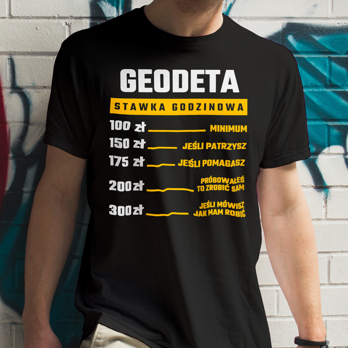 Stawka Godzinowa Geodeta - Męska Koszulka Czarna