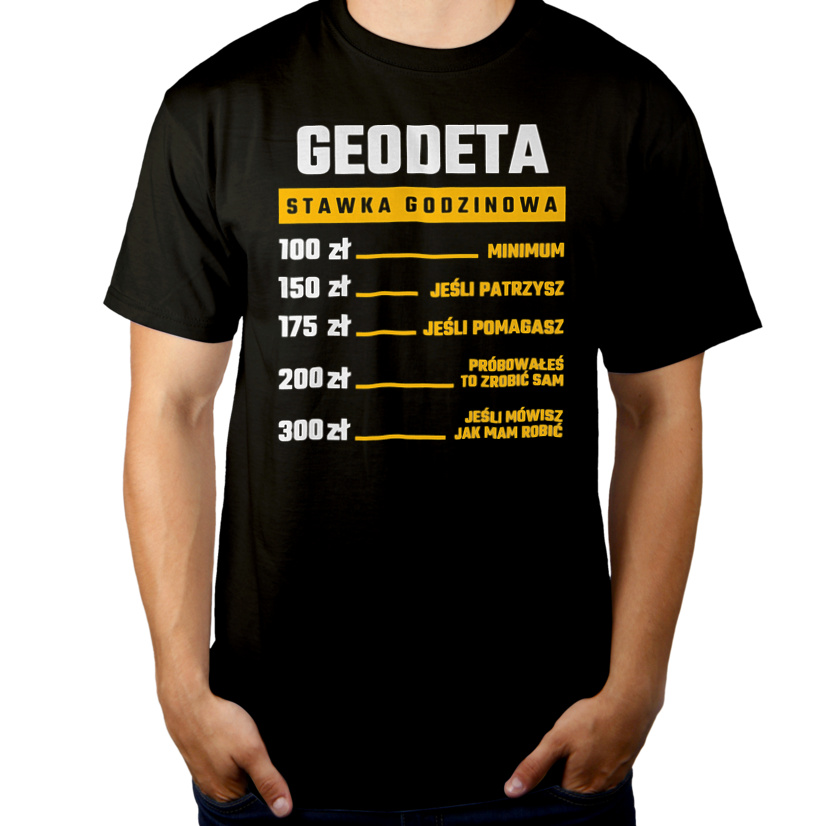 Stawka Godzinowa Geodeta - Męska Koszulka Czarna