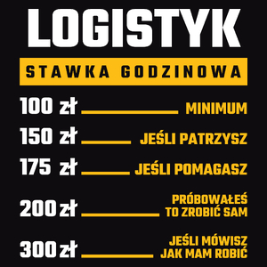 Stawka Godzinowa Logistyk - Męska Koszulka Czarna