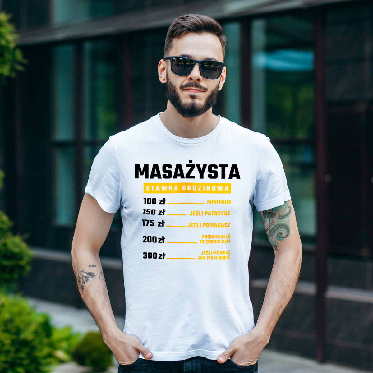 Stawka Godzinowa Masażysta - Męska Koszulka Biała
