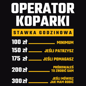 Stawka Godzinowa Operator Koparki - Męska Koszulka Czarna