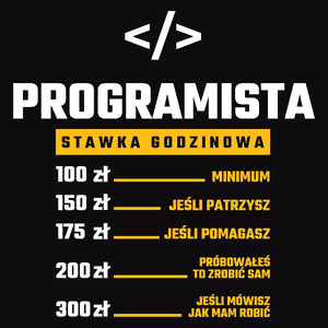 Stawka Godzinowa Programista - Męska Koszulka Czarna