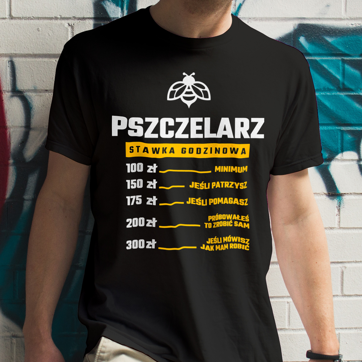 Stawka Godzinowa Pszczelarz - Męska Koszulka Czarna