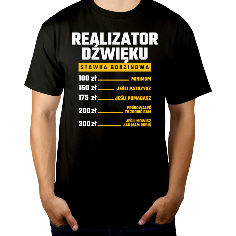 Stawka Godzinowa Realizator Dźwięku - Męska Koszulka Czarna