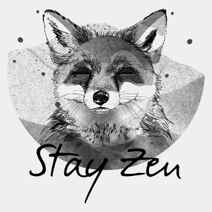 Stay Zen - Uśmiechnięty Lis - Męska Koszulka Biała