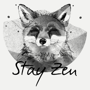 Stay Zen - Uśmiechnięty Lis - Damska Koszulka Biała