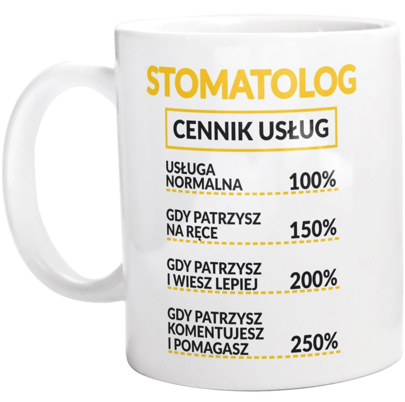 Stomatolog - Cennik Usług - Kubek Biały