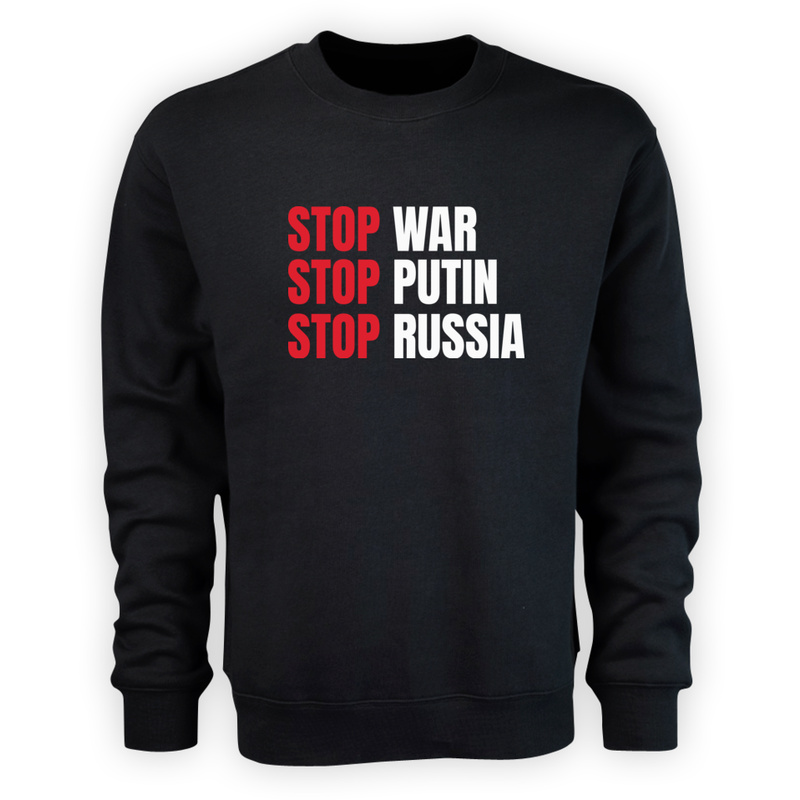 Stop War Stop Putin Stop Russia - Męska Bluza Czarna