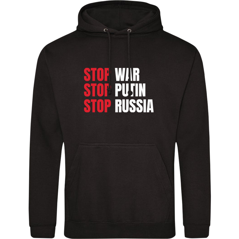 Stop War Stop Putin Stop Russia - Męska Bluza z kapturem Czarna