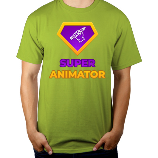 Super Animator - Męska Koszulka Jasno Zielona