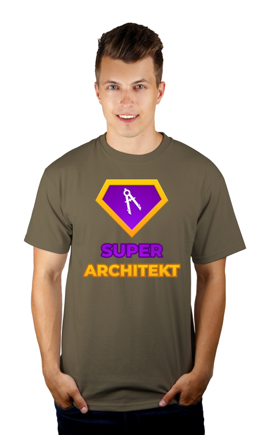 Super Architekt - Męska Koszulka Khaki