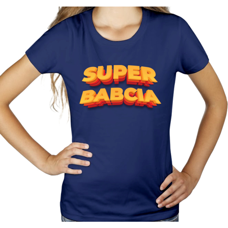 Super Babcia - Damska Koszulka Granatowa