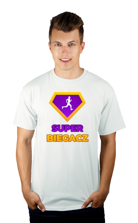 Super Biegacz - Męska Koszulka Biała