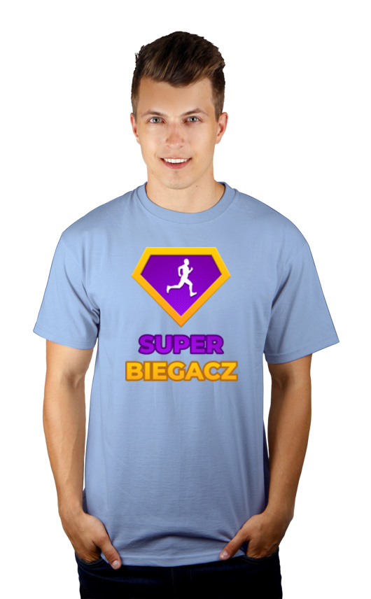 Super Biegacz - Męska Koszulka Błękitna