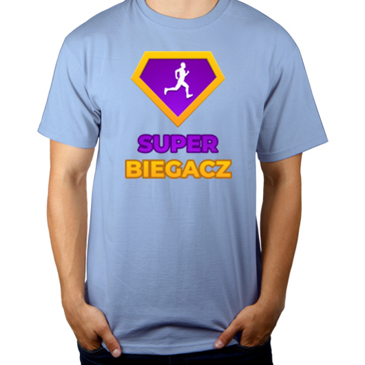 Super Biegacz - Męska Koszulka Błękitna