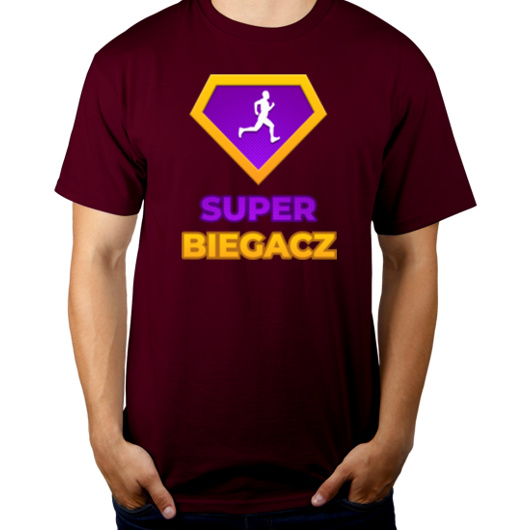 Super Biegacz - Męska Koszulka Burgundowa