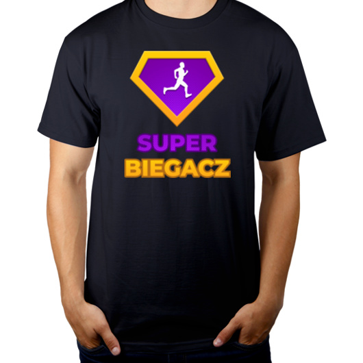 Super Biegacz - Męska Koszulka Ciemnogranatowa