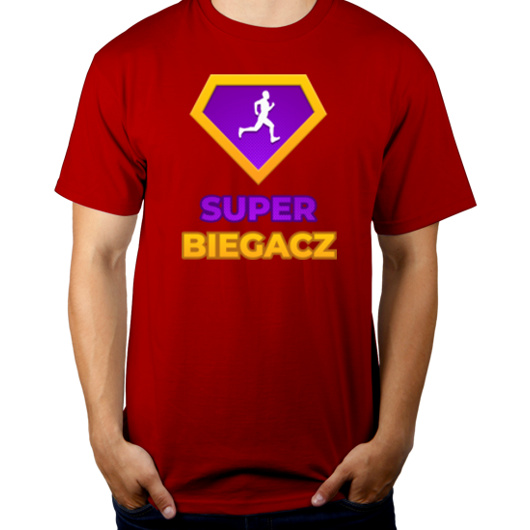 Super Biegacz - Męska Koszulka Czerwona
