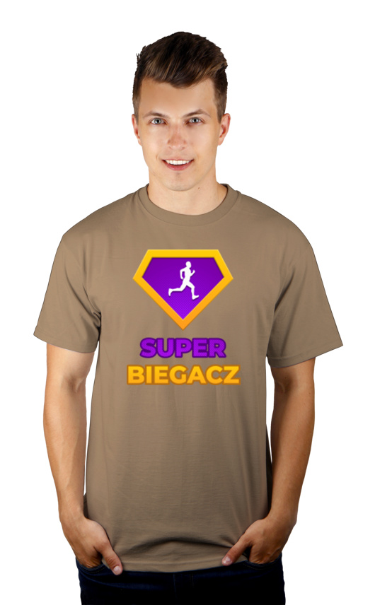 Super Biegacz - Męska Koszulka Jasno Szara