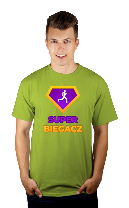 Super Biegacz - Męska Koszulka Jasno Zielona