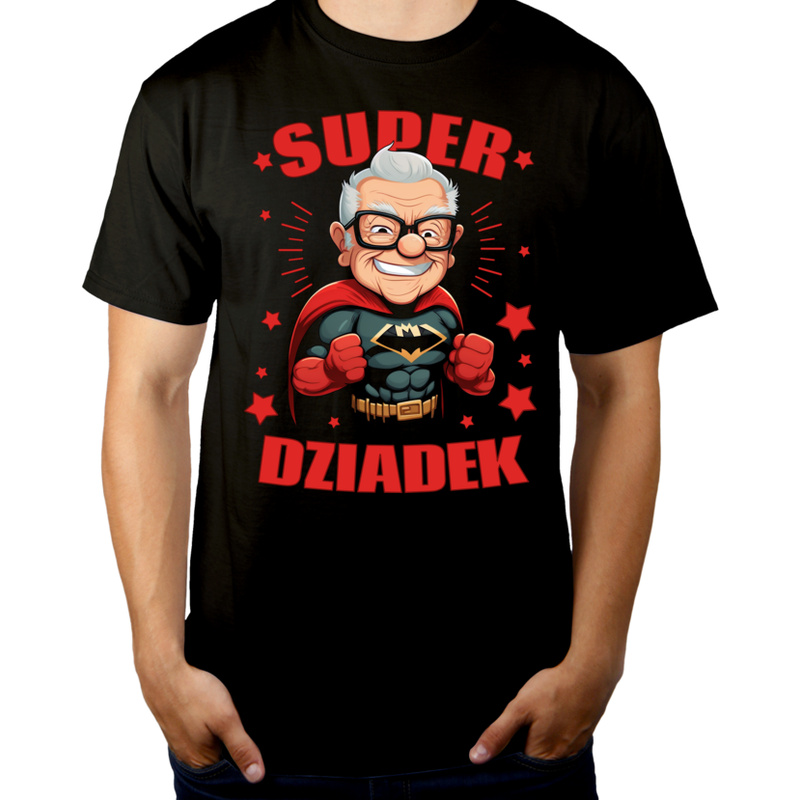 Super Bohater Dziadek - Męska Koszulka Czarna