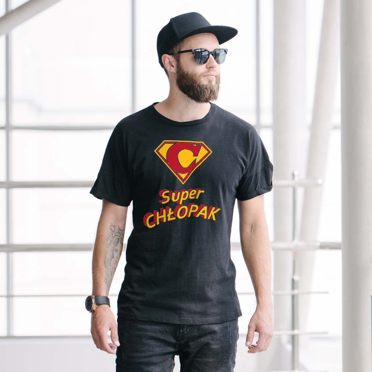Super Chłopak - Męska Koszulka Czarna