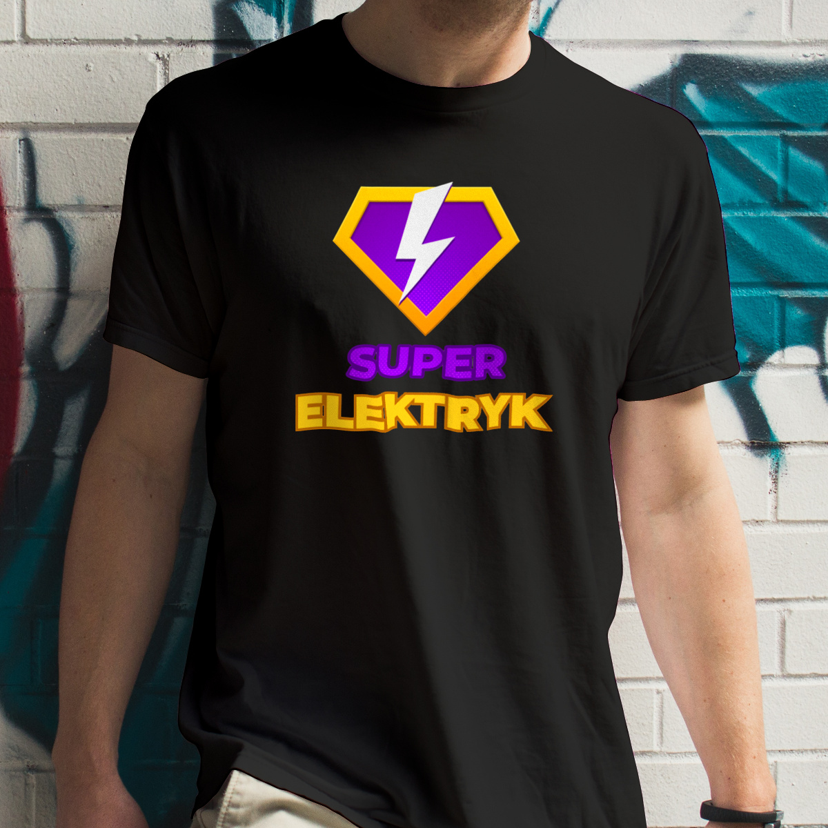 Super Elektryk - Męska Koszulka Czarna