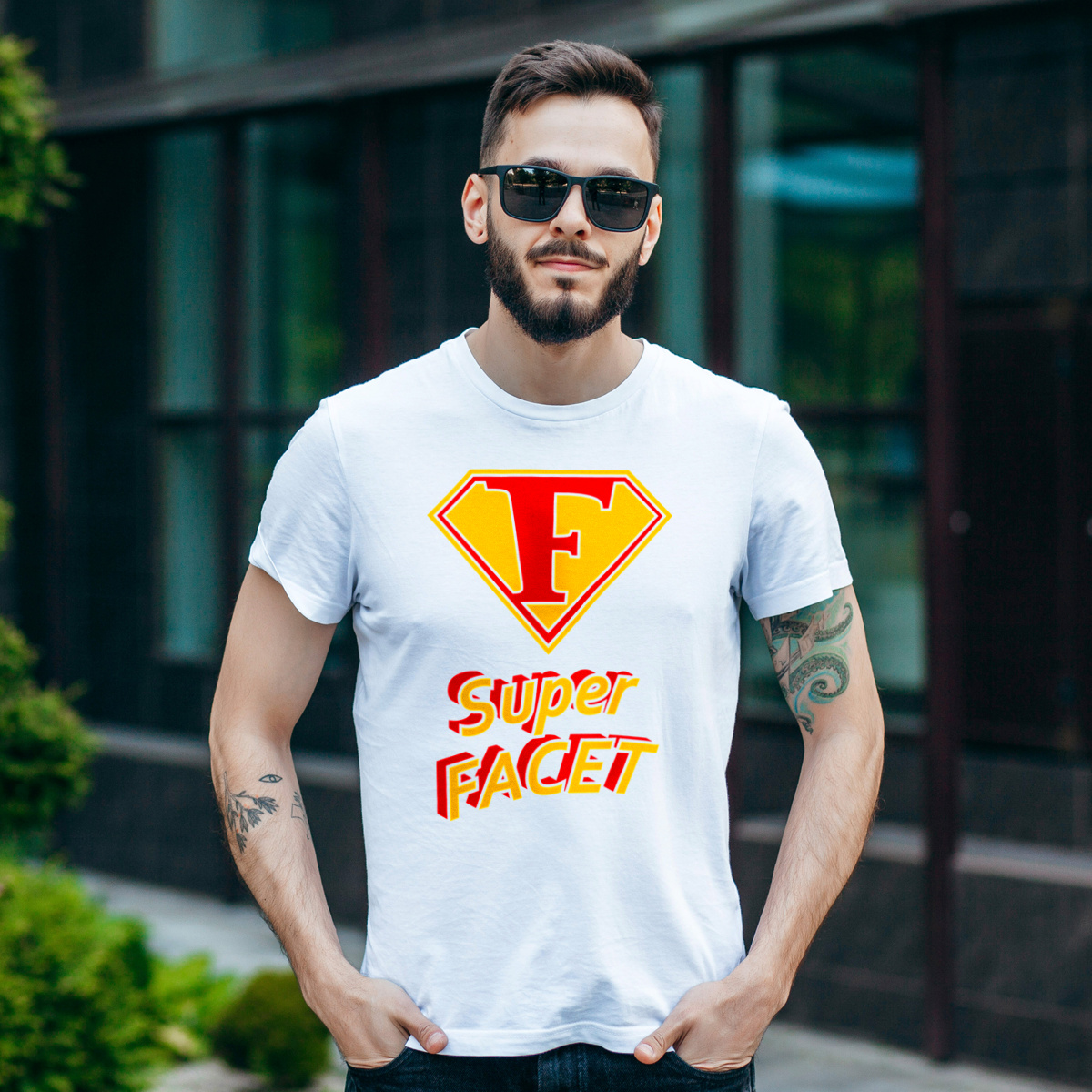 Super Facet - Męska Koszulka Biała