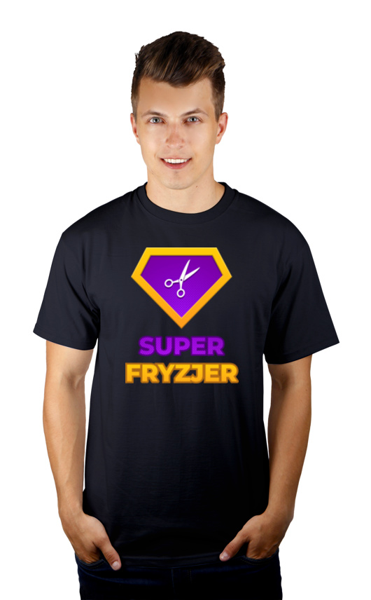 Super Fryzjer - Męska Koszulka Ciemnogranatowa