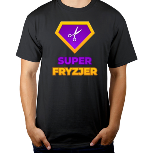 Super Fryzjer - Męska Koszulka Szara