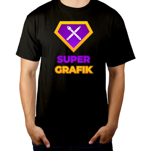 Super Grafik - Męska Koszulka Czarna