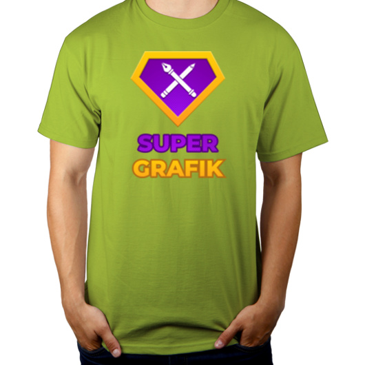 Super Grafik - Męska Koszulka Jasno Zielona