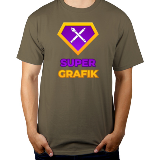 Super Grafik - Męska Koszulka Khaki