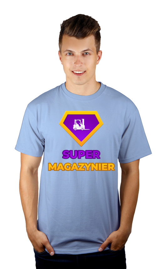 Super Magazynier - Męska Koszulka Błękitna