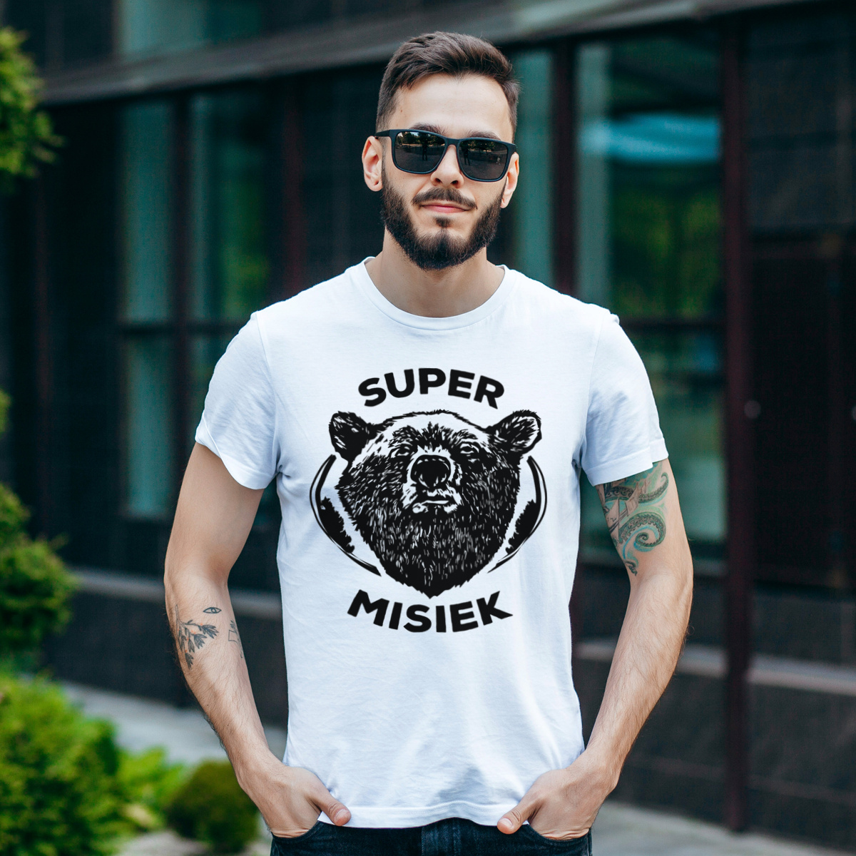 Super Misiek - Męska Koszulka Biała