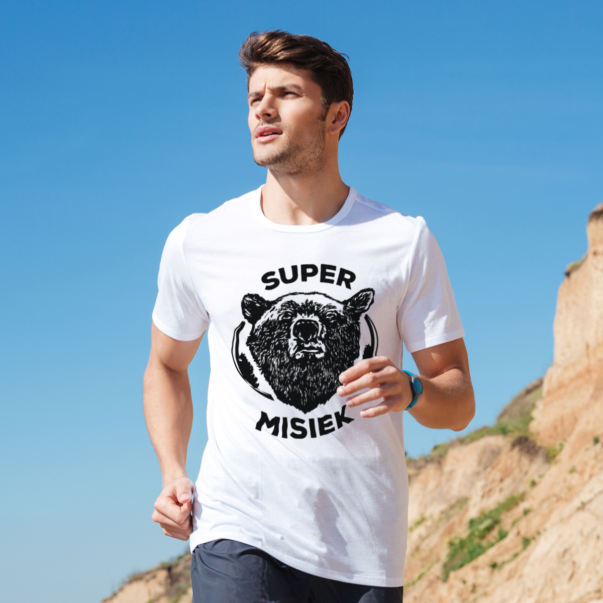 Super Misiek - Męska Koszulka Biała