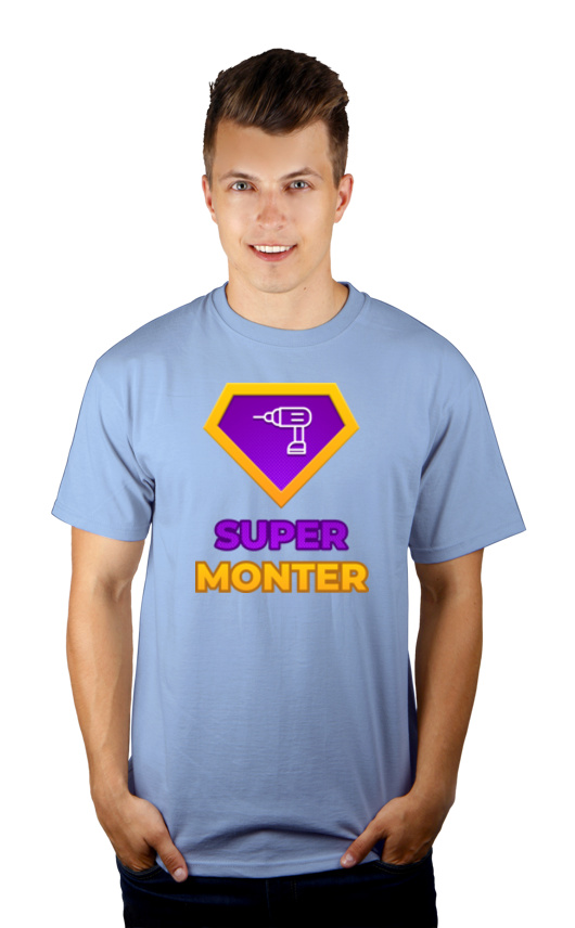 Super Monter - Męska Koszulka Błękitna