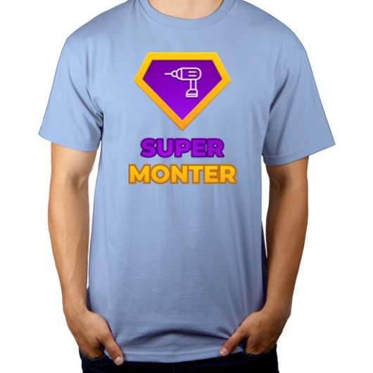 Super Monter - Męska Koszulka Błękitna